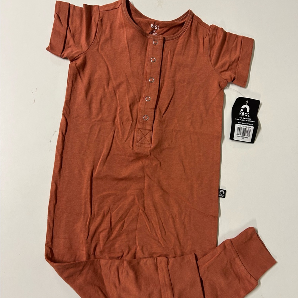 Rust Henley rags romper nwt